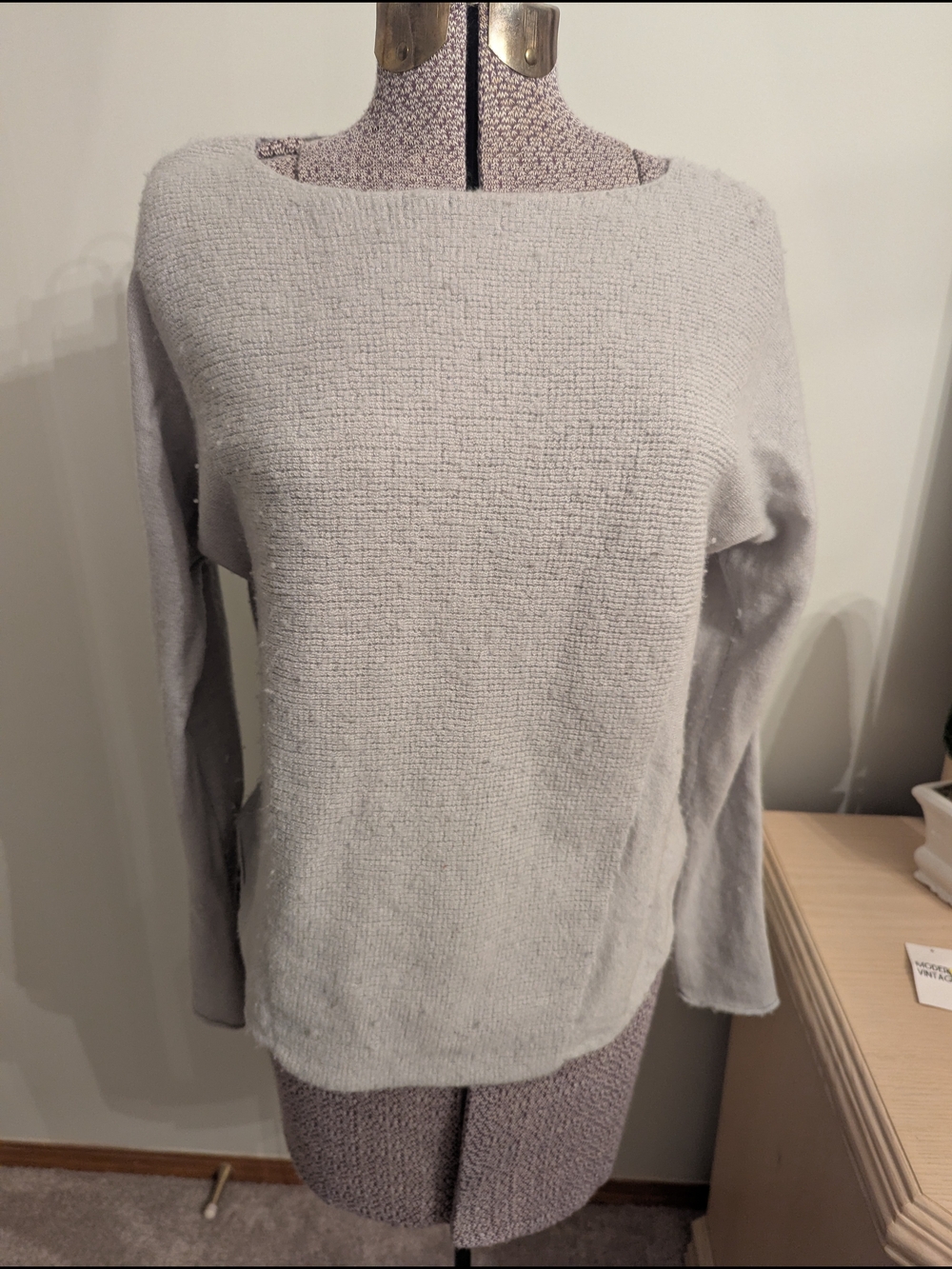 Vince Pale Gray Scoop Neck Knit Sweater